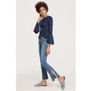 Halogen Women XL Sweater Knit‎ Flare Sleeve Navy Blue